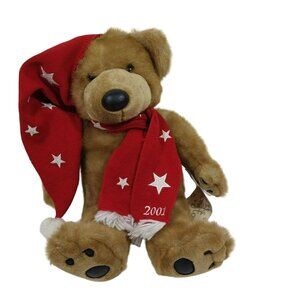 Bealls Cubbington 2001 Brown Teddy Bear Plush Stuffed Animal Scarf Stocking Hat